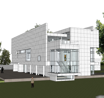 现代独栋别墅草图大师模型下载，独栋别墅sketchup模型