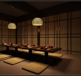 吴江渔愚寓日料店装饰施工图纸，日料店设计施工图下载