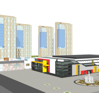 现代高层办公楼草图大师模型，高层办公楼sketchup模型免费下载