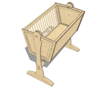 中式婴儿床草图大师模型，婴儿床skb文件下载