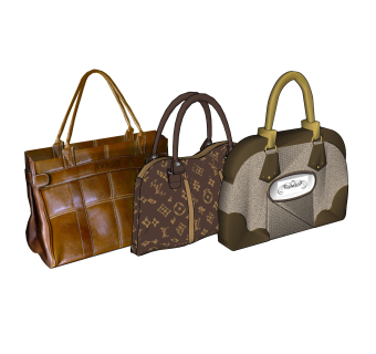 现代皮革手提包草图大师模型,服装店衣架su模型下载