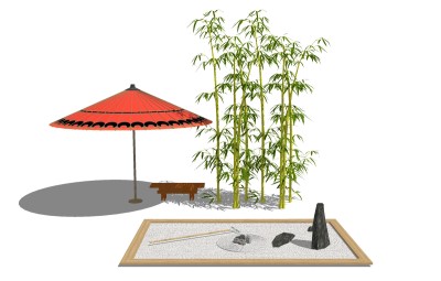 日式枯山水草图大师模型，枯山水sketchup模型免费下载