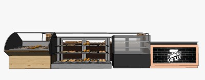 现代蛋糕甜品售卖柜组合su模型，售卖柜草图大师模型下载