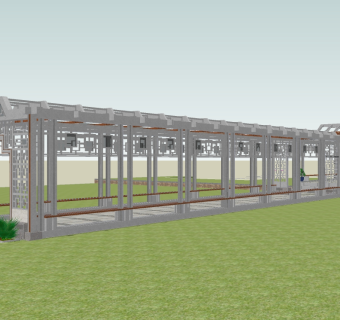现代政府公园的长廊草图大师模型，政府公园的长廊sketchup模型下载