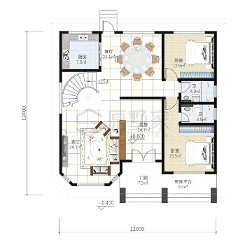 二层欧式别墅设计图纸，新农村住宅自建房全套建筑施工图纸下载