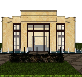 中式售楼处skb模型分享，售楼中心SU模型下载