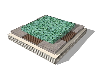 现代方形树池SU模型免费下载，树池<em>坐凳</em>skb模型分享