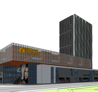 现代高层办公楼草图大师模型，高层办公楼sketchup模型免费下载