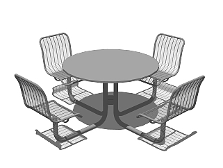 工业风公用椅草图大师模型，桌椅sketchup模型下载