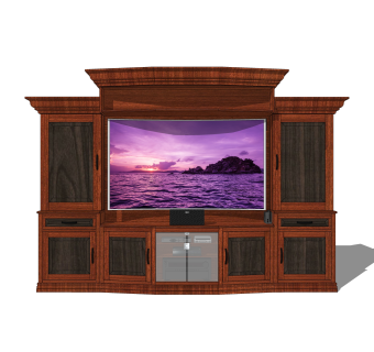 中式电视柜草图大师模型，电视柜SKP模型下载