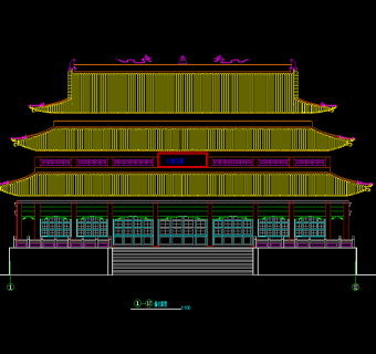 古建筑寺庙施工图，寺庙CAD建筑图纸下载