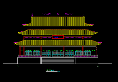 古建筑寺庙施工图，寺庙CAD建筑图纸下载