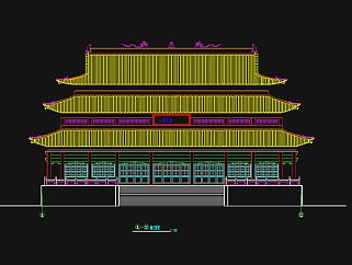 古建筑寺庙施工图，寺庙CAD建筑图纸下载