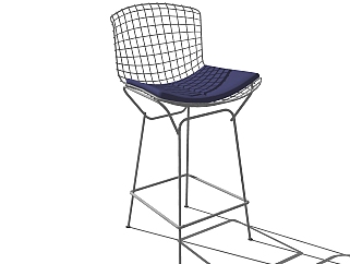 现代金属吧椅草图大师模型，吧椅sketchup模型下载