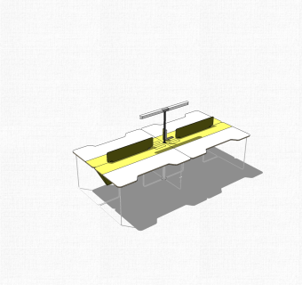 现代办公桌sketchup模型，办公桌su模型下载