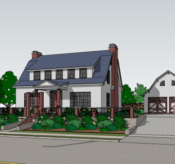 欧式独栋别墅草图大师模型下载，别墅sketchup模型分享