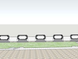 现代围墙围栏草图大师模型，围墙sketchup模型skp模型下载
