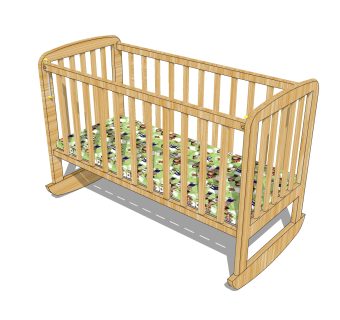 美式婴儿床草图大师模型，婴儿床skb文件下载