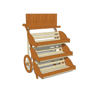 中式手推车草图大师模型，手推车su模型下载