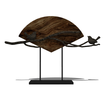 新中式树枝鸟摆件草图大师模型,现代装饰品su模型下载