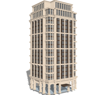 欧式高层办公楼草图大师模型，高层办公楼sketchup模型免费下载