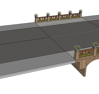 现代跨河大桥草图大师模型，跨河大桥su模型下载