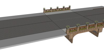 现代跨河大桥草图大师模型，跨河大桥su模型下载