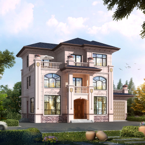 农村房屋别墅设计图纸，建筑设计自建房三层小洋楼带车库下载