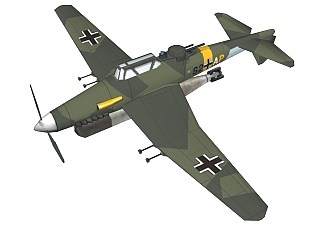 德国JU-187俯冲轰炸机草图大师模型，<em>战斗</em>机SU模型下载