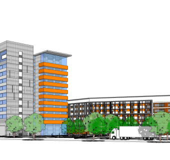 现代高层办公楼草图大师模型，高层办公楼sketchup模型免费下载