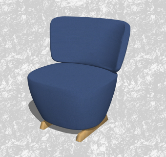 现代布艺休闲椅草图大师模型，蓝色创意小座椅su模型下载