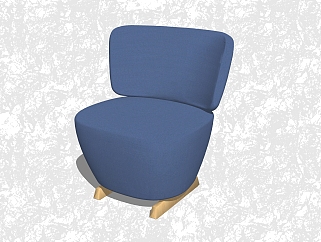 现代布艺休闲椅草图大师模型，蓝色创意小座椅su模型下载