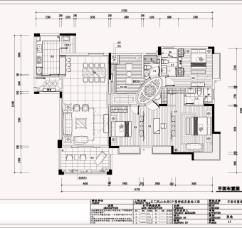 祥细家装户型图三居CAD，免费下载