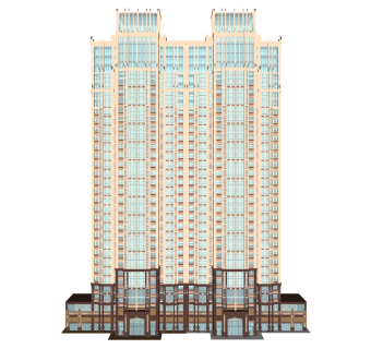 欧式时尚高层住宅楼草图大师模型，住宅楼su模型下载