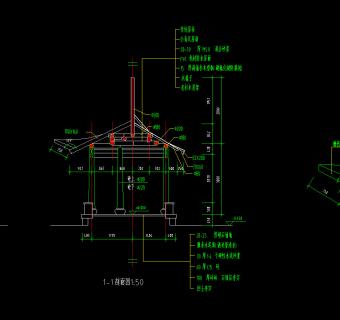 古建五角亭施工图，五角亭CAD建筑图纸下载