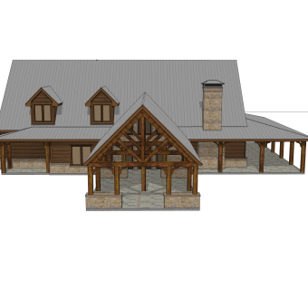 美式别墅草图大师模型，别墅SKB文件下载