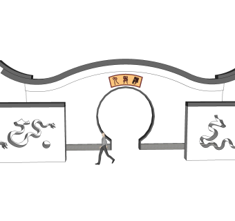 中式景墙sketchup模型下载
