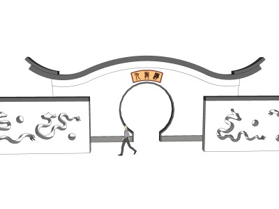 中式景墙sketchup模型下载