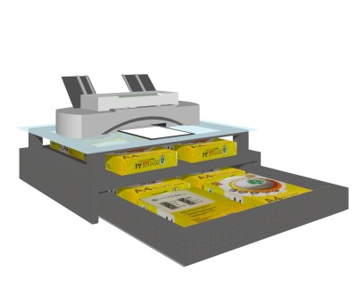 现代打印机和打印纸skp模型，日用电器草图大师模型下载