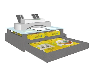 现代打印机和打印纸skp模型，日用电器草图大师模型下载