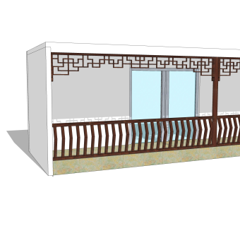中式栏杆SU模型，栏杆SKB文件下载