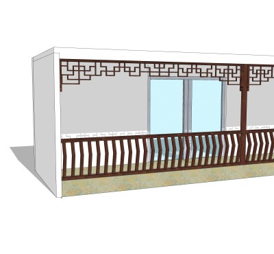 中式栏杆SU模型，栏杆SKB文件下载