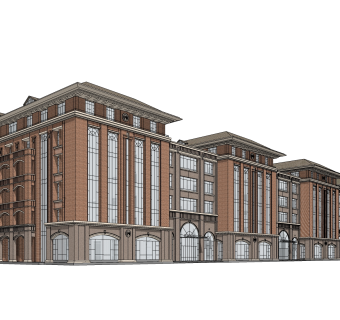 欧式新古典酒店草图大师模型，新古典酒店sketchup模型免费下载