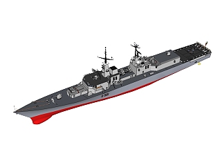 意大利德拉潘尼级D561米姆贝利号驱逐舰草图大师模型，驱逐舰SU模型下载