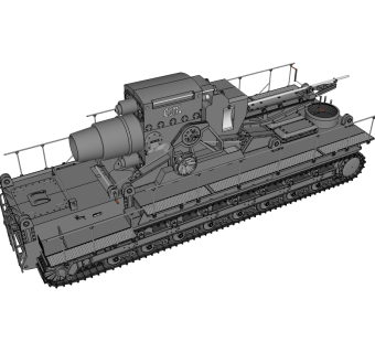 德国karl卡尔600毫米重型臼炮草图大师模型，大炮SU模型下载·