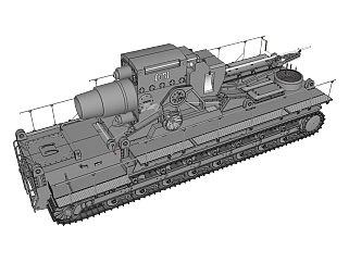 德国karl卡尔600毫米重型臼炮草图大师模型，大炮SU模型下载·