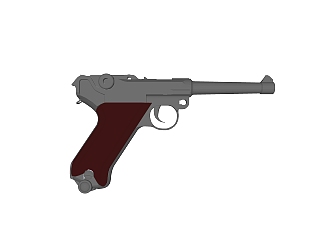<em>德国</em>Luger鲁格P08手枪su模型，手枪草图大师模型下载