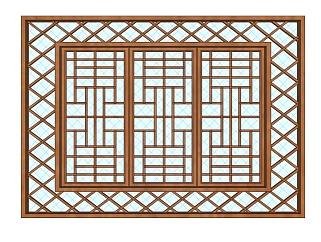 中式雕花窗草图大师模型，中式窗SU模型下载