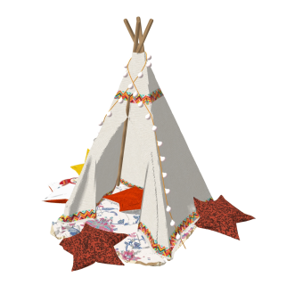 北欧儿童帐篷床草图大师模型，儿童帐篷床sketchup模型下载