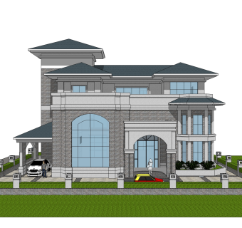 欧式别墅su模型，别墅sketchup模型下载